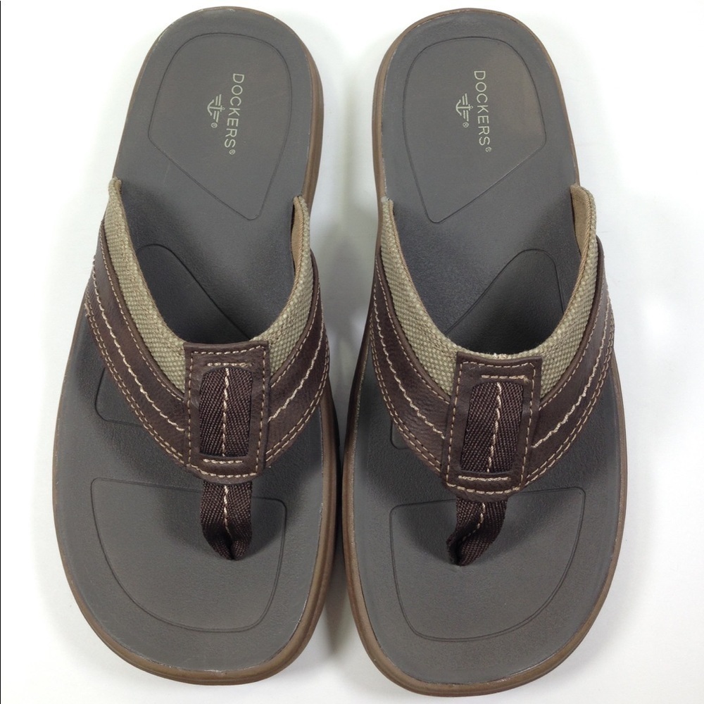 Dockers Redding Dark Brown Leather Flip Flops